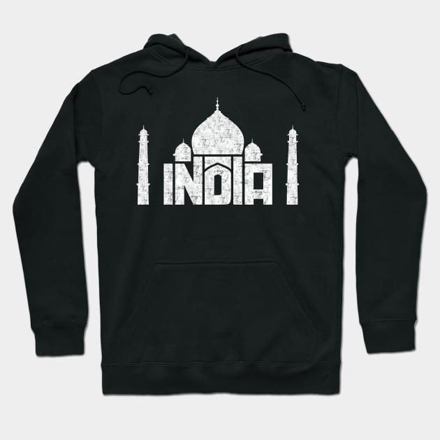 India Souvenir Taj Mahal in Agra Typography Hoodie by peter2art